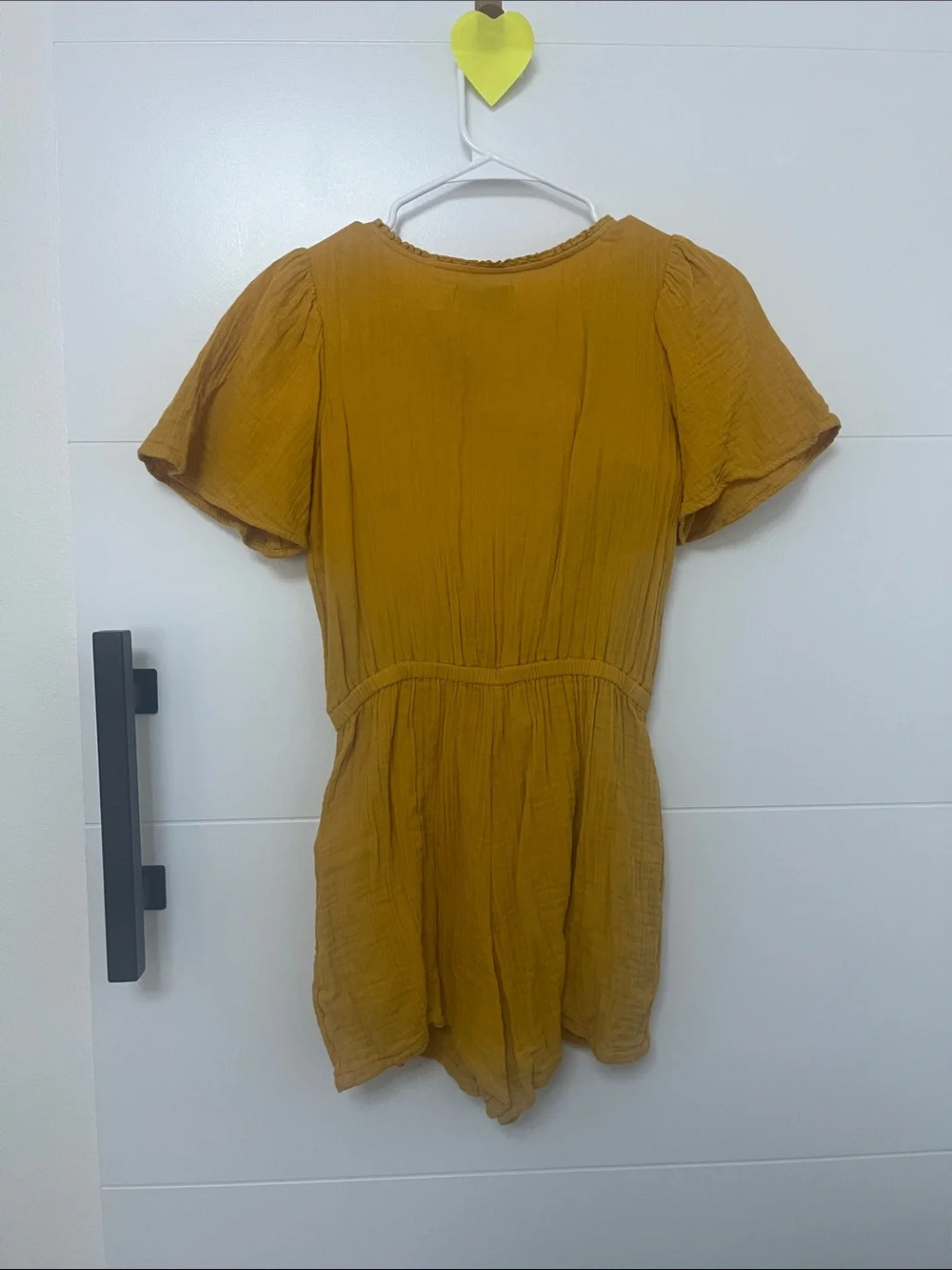 Old Navy Mustard Short-Sleeve Button Front Tunic Romper